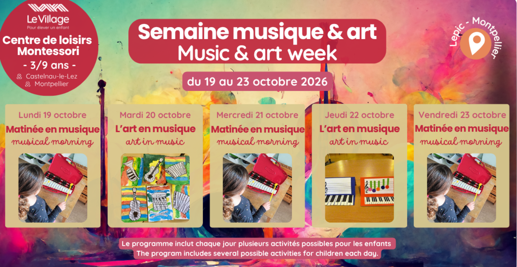 Stages vacances dans les centres de loisirs Montessori du Village à Castelnau-le-Lez et Montpellier